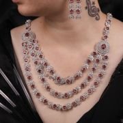 American Diamond-Studded Necklace & Earrings