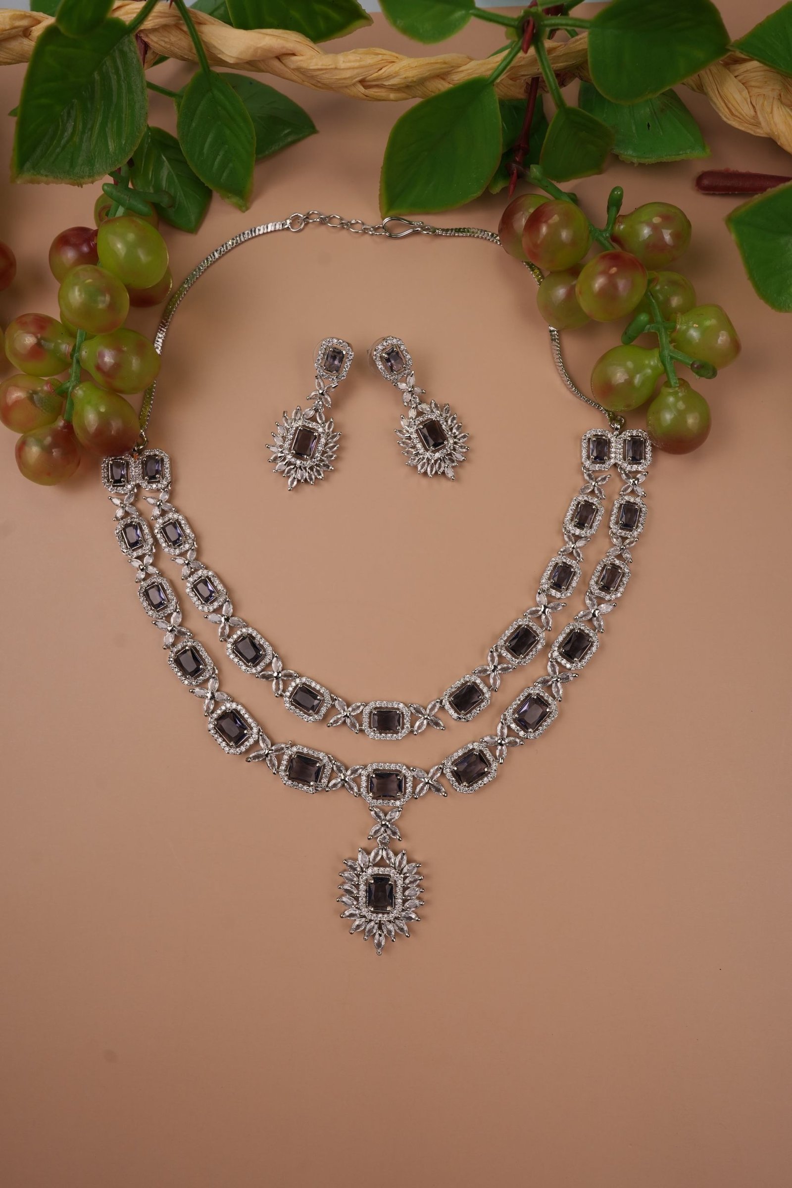 Cubic zirconia emerald necklace, Long Necklacs