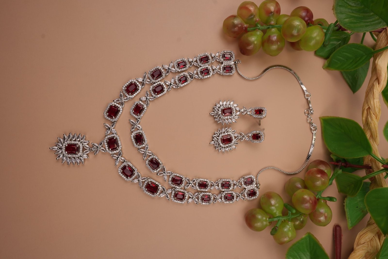 Cubic zirconia emerald necklace, Long Necklacs