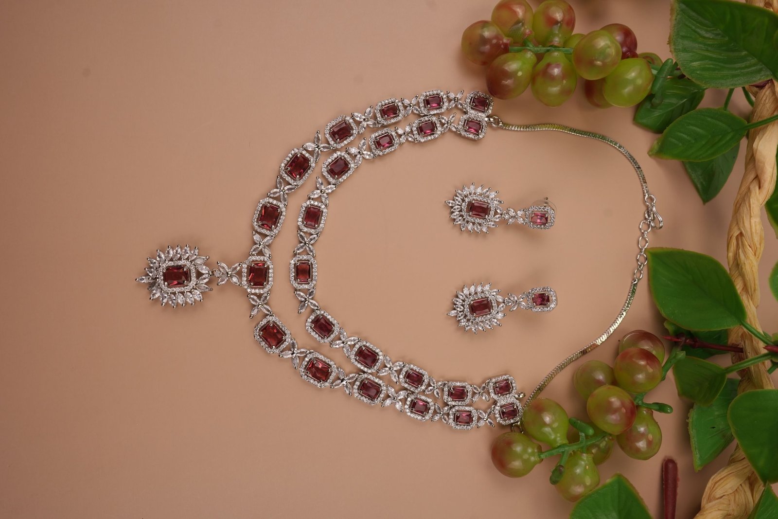 Cubic zirconia emerald necklace, Long Necklacs