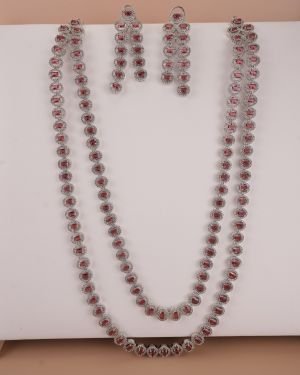 Elegant 2 layer long Neckset with Earring