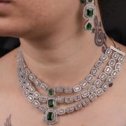 long Silver Plating Neckset Designer