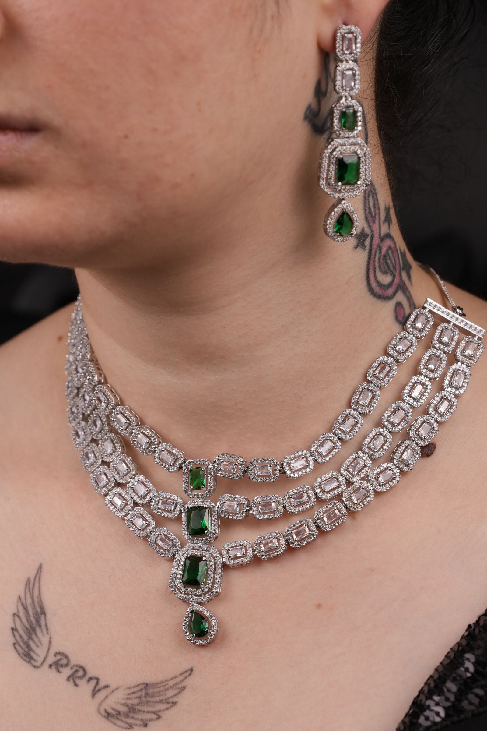long Silver Plating Neckset Designer
