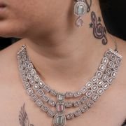 long Silver Plating Neckset Designer