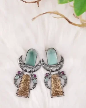 Beautiful TWO TONE OXIDISESD EARRINGS