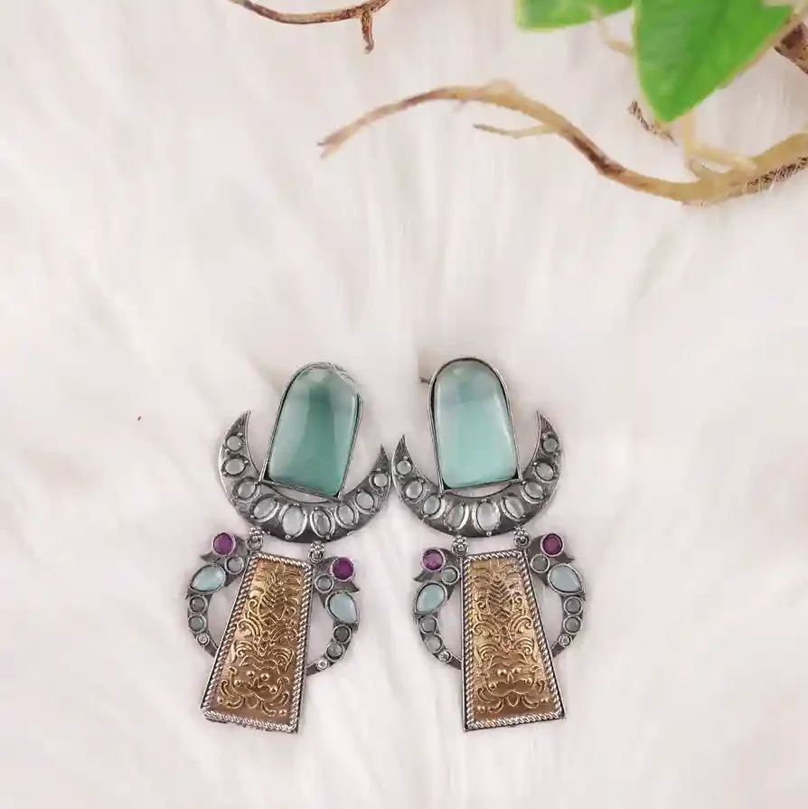 Beautiful TWO TONE OXIDISESD EARRINGS