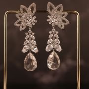 Olivia stone earrings-Dual tone