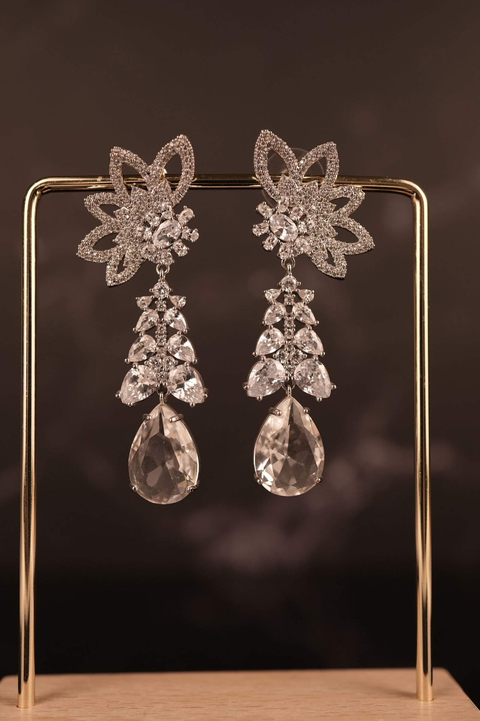 Olivia stone earrings-Dual tone