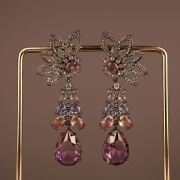 Olivia stone earrings-Dual tone