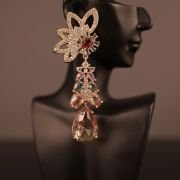 Olivia stone earrings-Dual tone