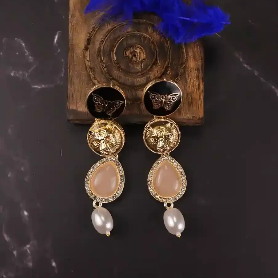 Sabyasachi Inspired  Butterfly Embellished  Drop Earrings