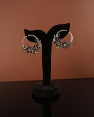 Amber Circle Earrings-Blue