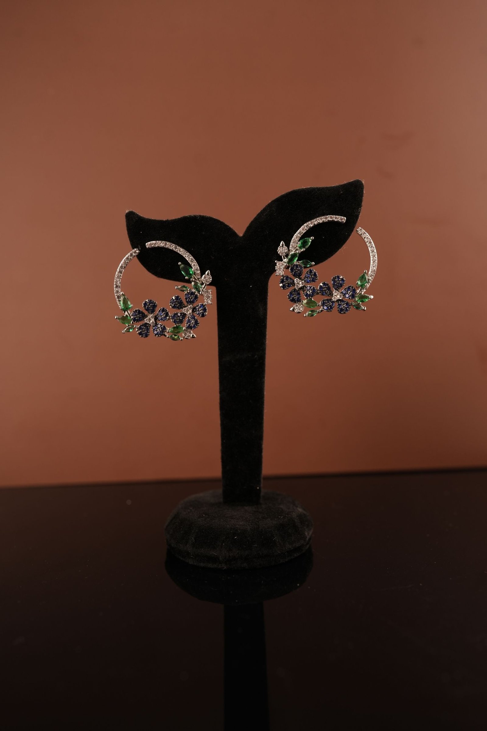 Amber Circle Earrings-Blue