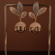 Leaf Cubic Pearl Dangle Earring