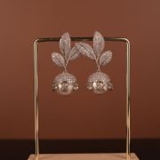 Leaf Cubic Pearl Dangle Earring