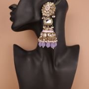 Pearl Jhumkas with Kundan Floral Earrings