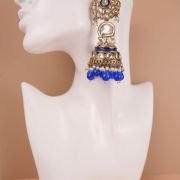 Pearl Jhumkas with Kundan Floral Earrings