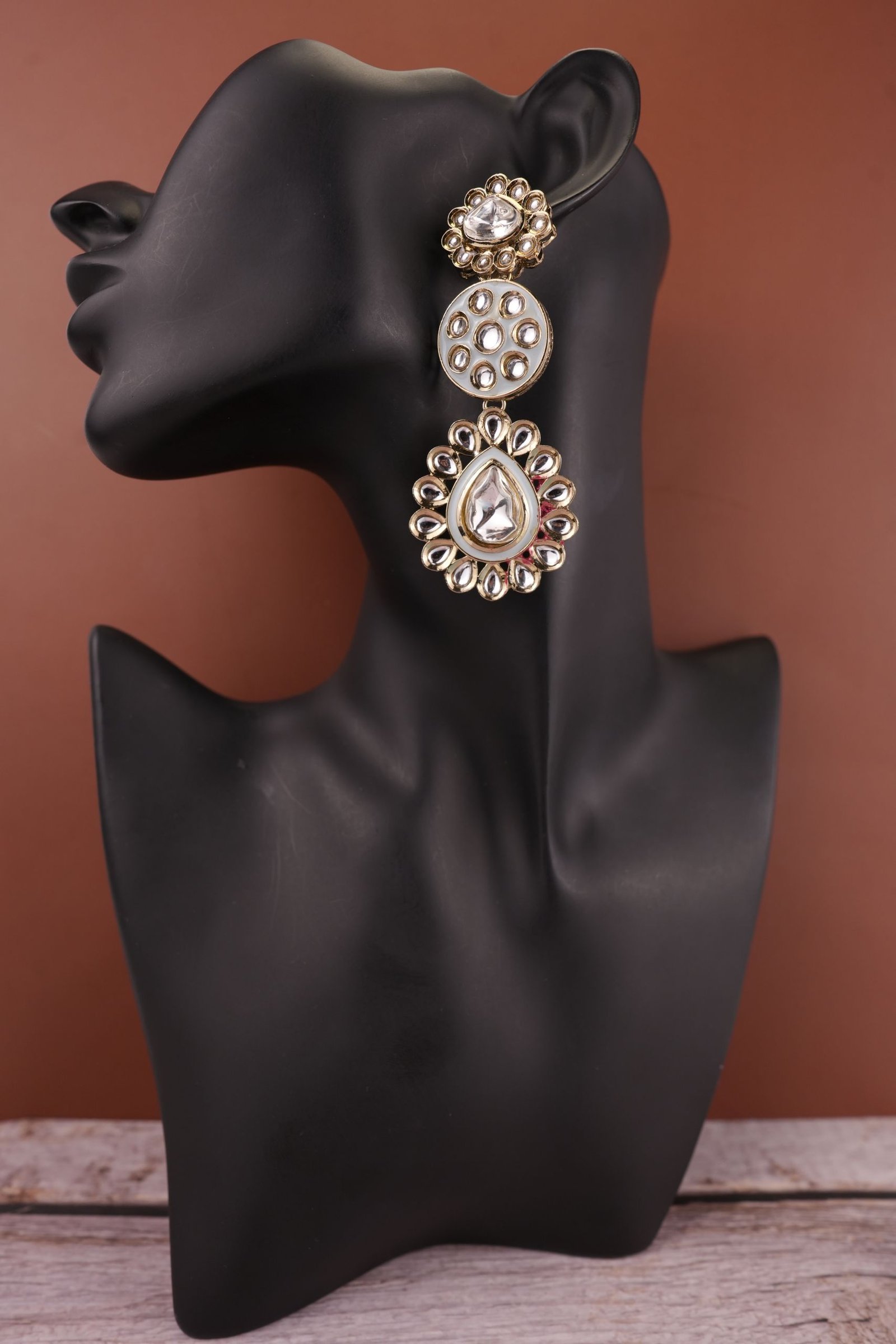 Kundan Long Drop Earring