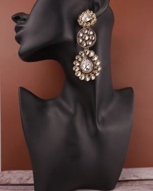 Kundan Long Drop Earring