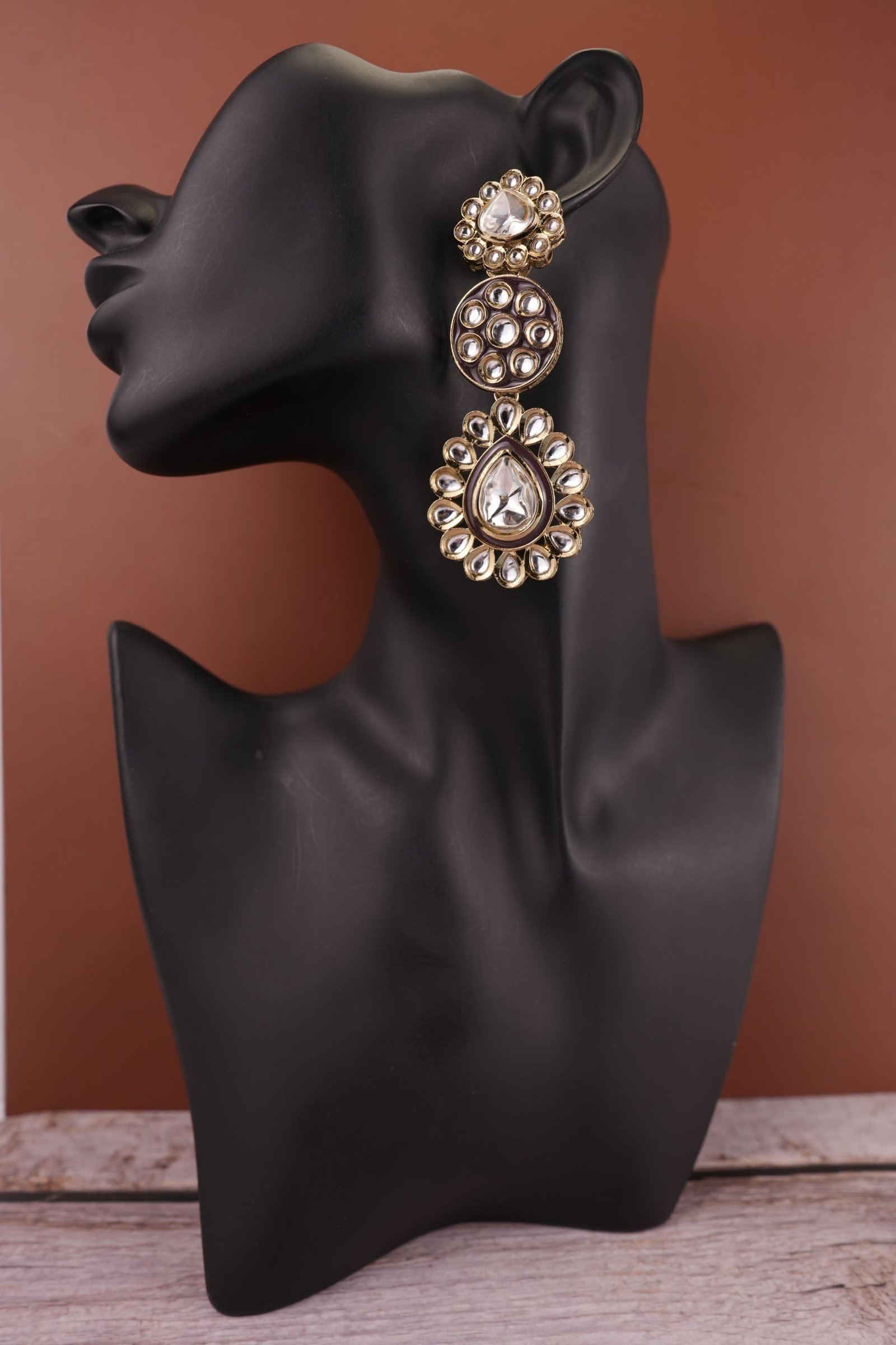 Kundan Long Drop Earring