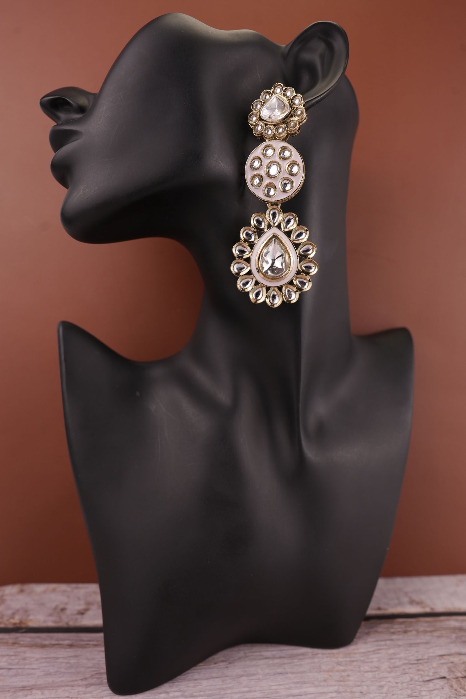 Kundan Long Drop Earring