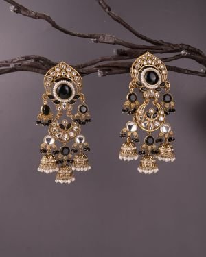 Elegant  Multi Jhumki Kundan Earrings
