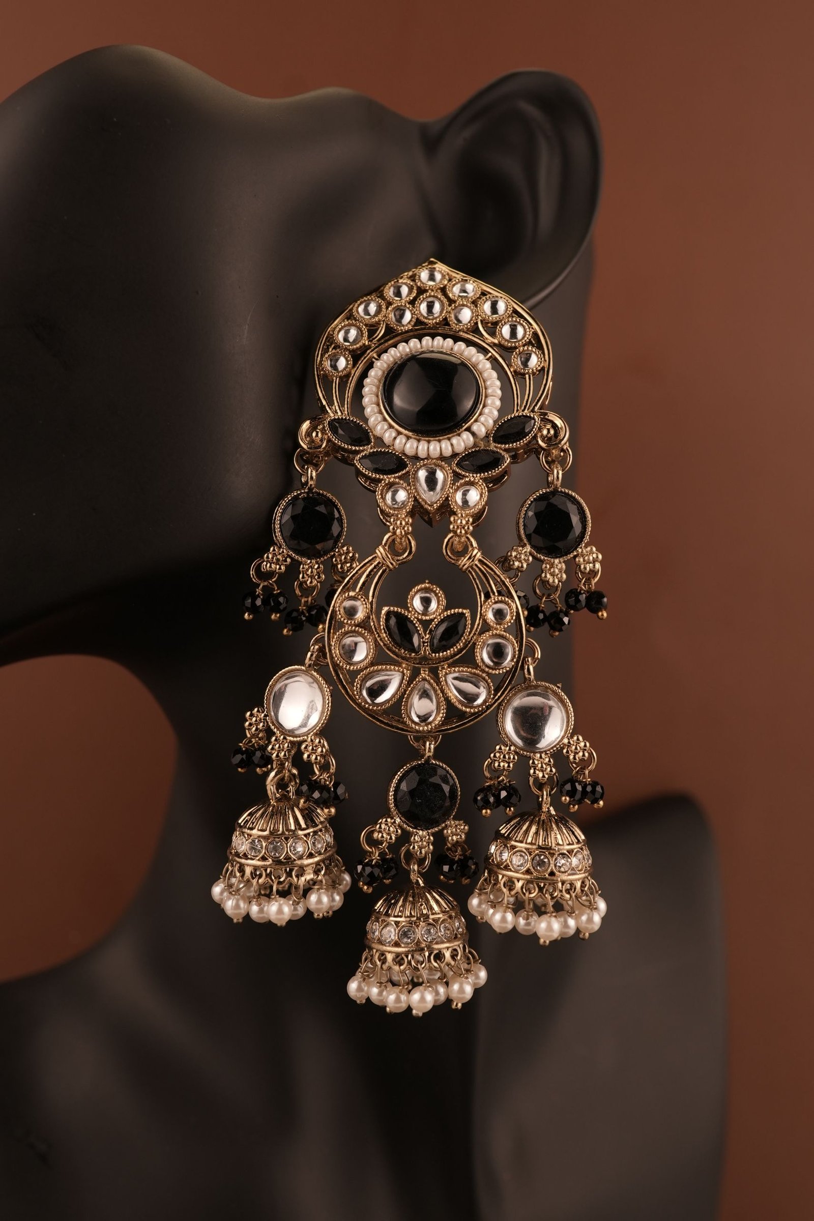Elegant  Multi Jhumki Kundan Earrings