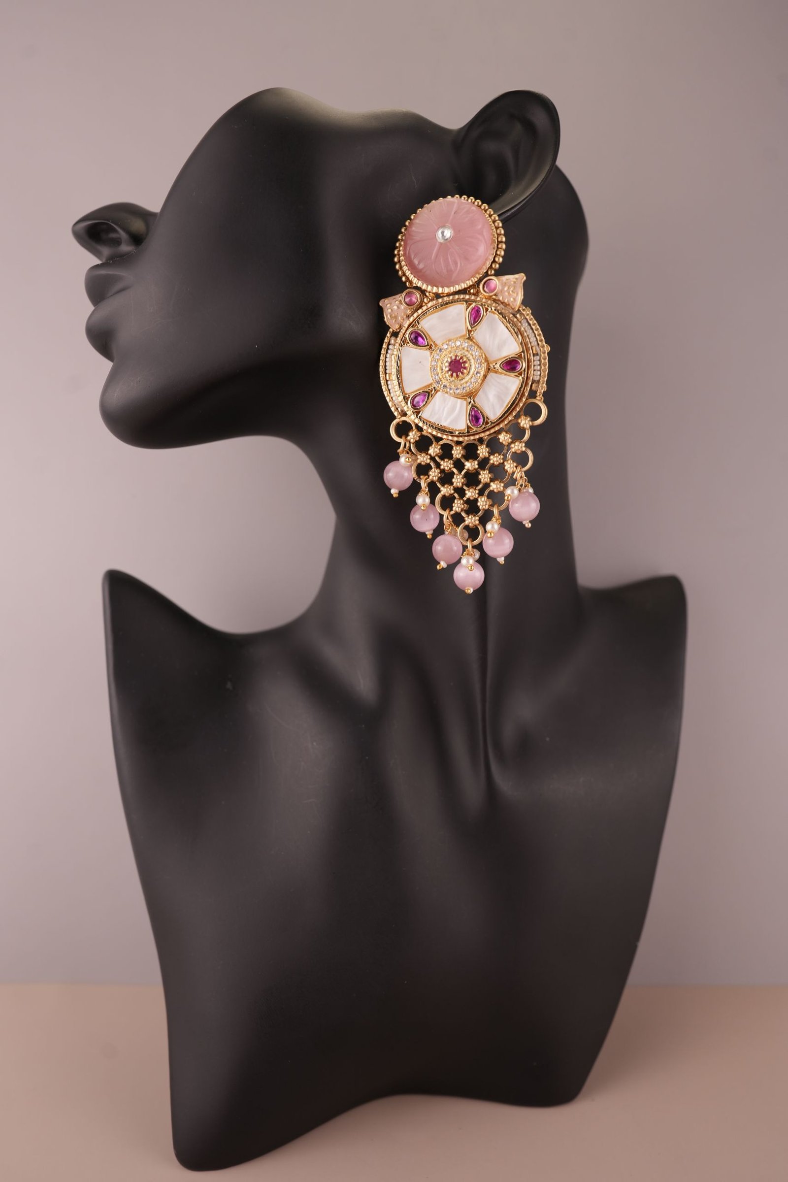 Polki Chandbalis with pearl earring