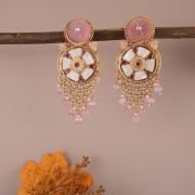 Polki Chandbalis with pearl earring
