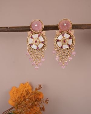 Polki Chandbalis with pearl earring