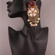 Polki Chandbalis with pearl earring
