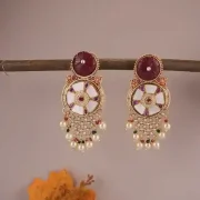 Polki Chandbalis with pearl earring