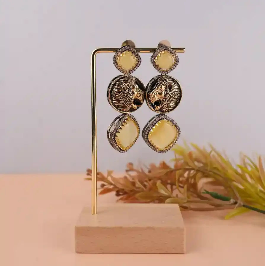 Sabyasachi inspired gold plated brass drop earring –