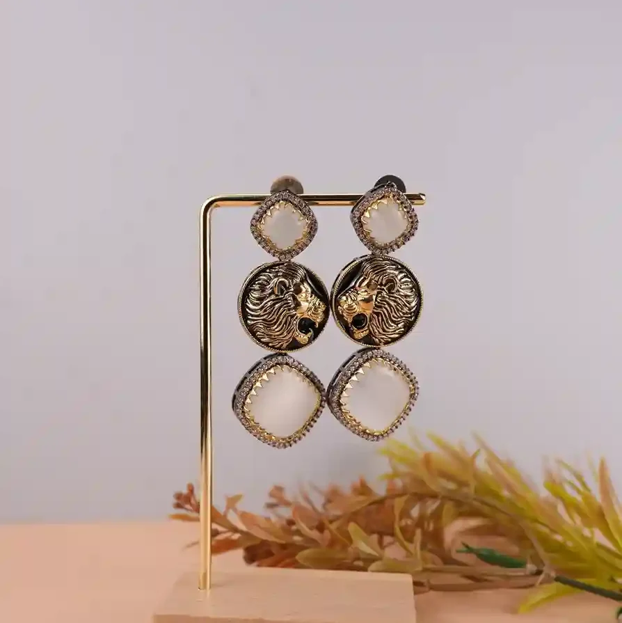 Sabyasachi inspired gold plated brass drop earring –