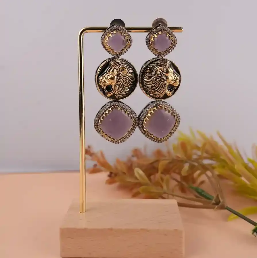 Sabyasachi inspired gold plated brass drop earring –