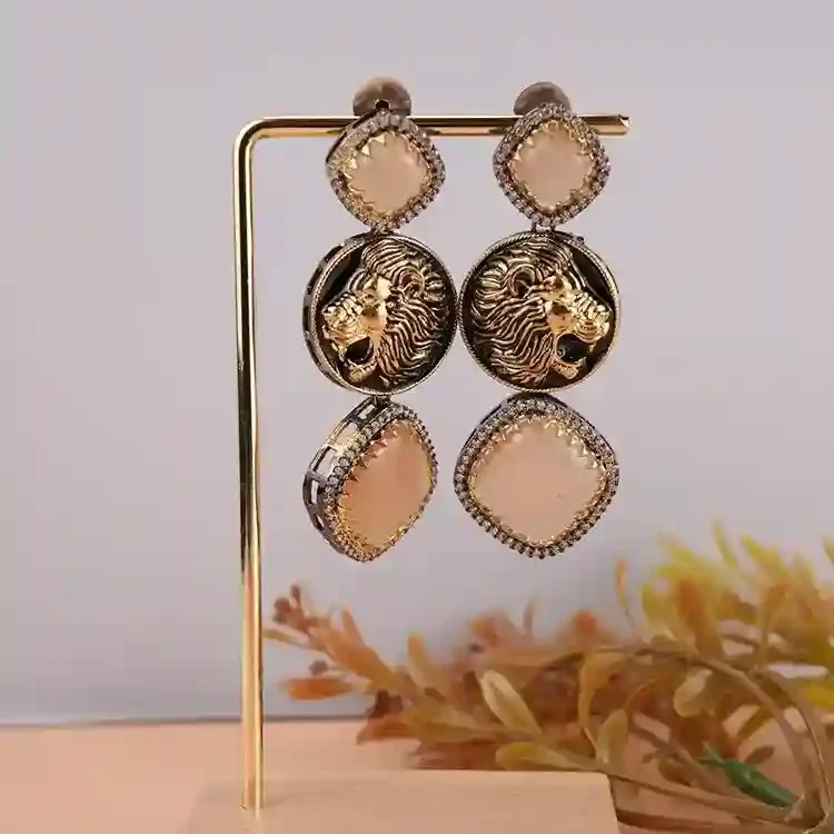 Sabyasachi inspired gold plated brass drop earring –