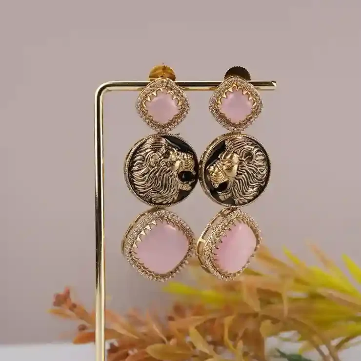 Sabyasachi inspired gold plated brass drop earring –