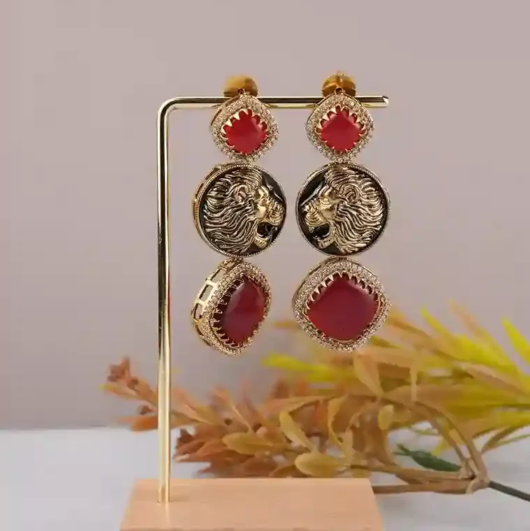 Sabyasachi inspired gold plated brass drop earring –