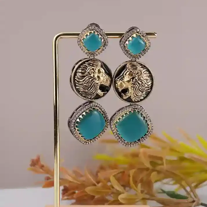 Sabyasachi inspired gold plated brass drop earring –