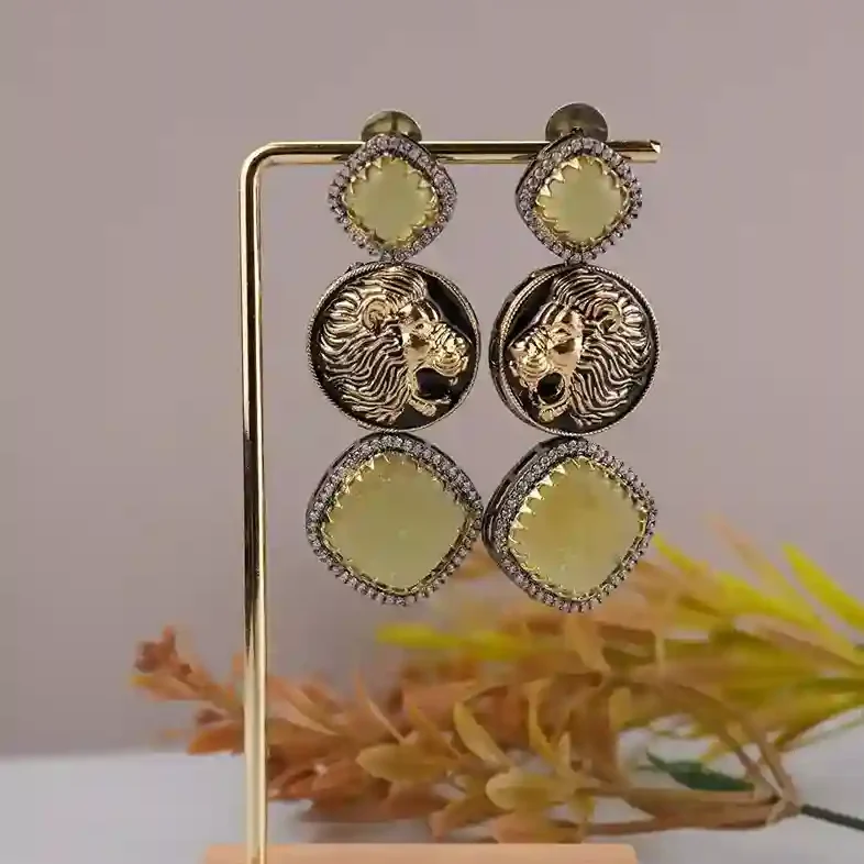 Sabyasachi inspired gold plated brass drop earring –