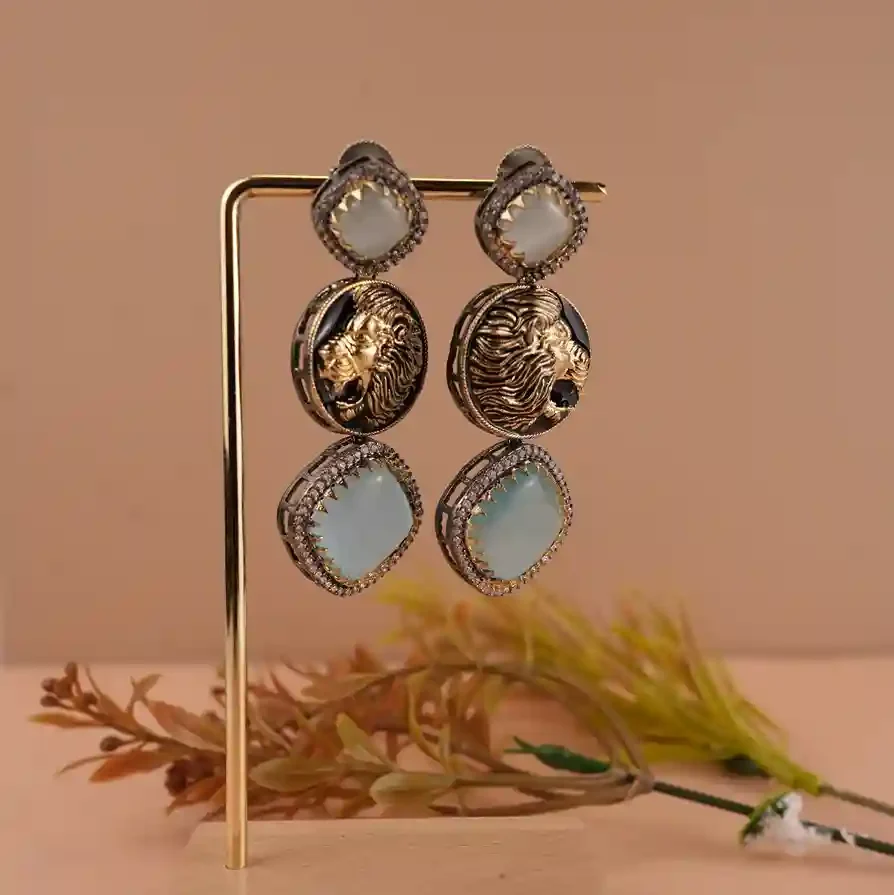 Sabyasachi inspired gold plated brass drop earring –