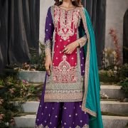 Heavy Embroidered Wedding Wear Palazzo With Straight Kurti and Dupatta