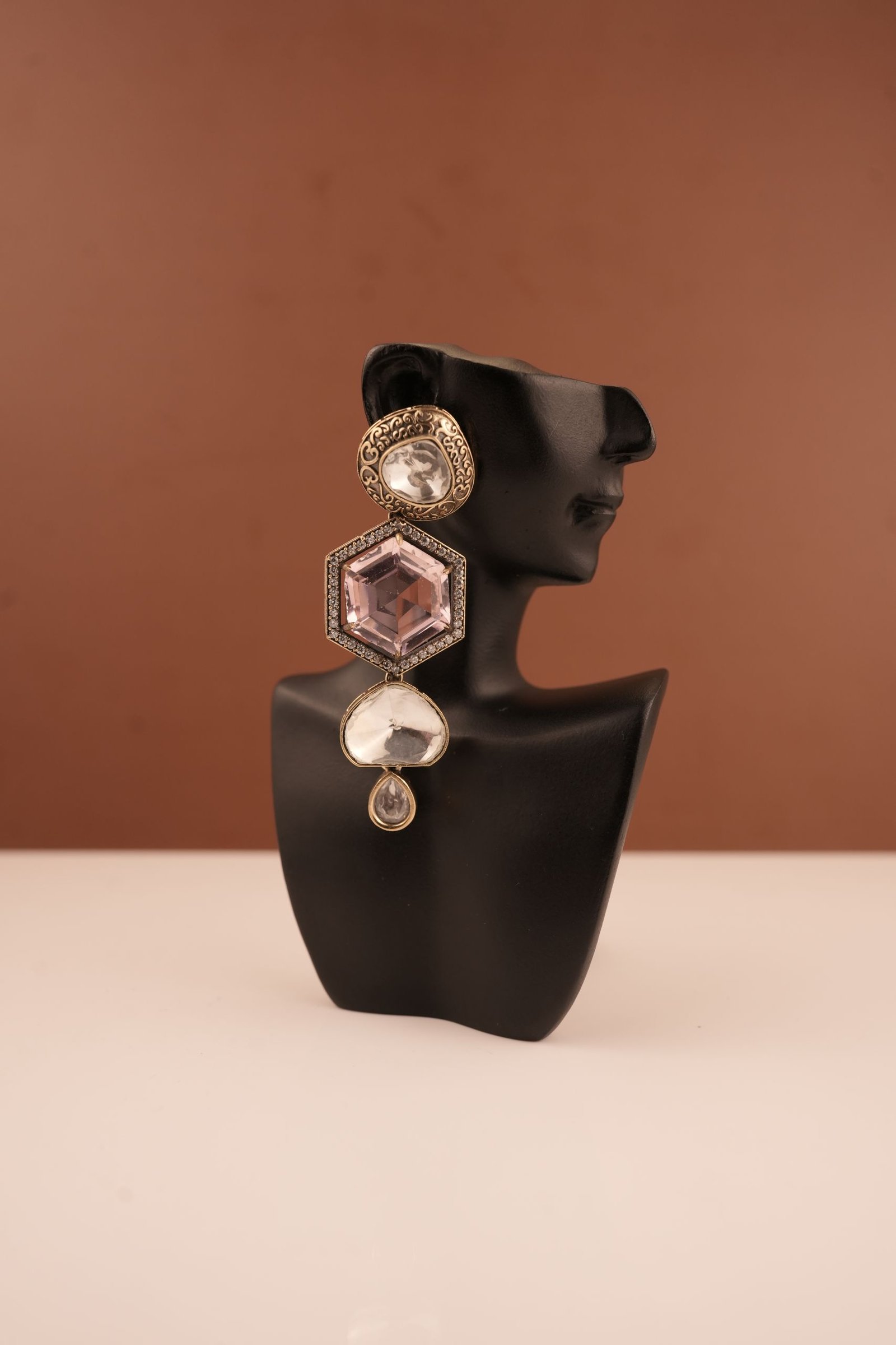 Ahana Earrings (Purple Multi stone)