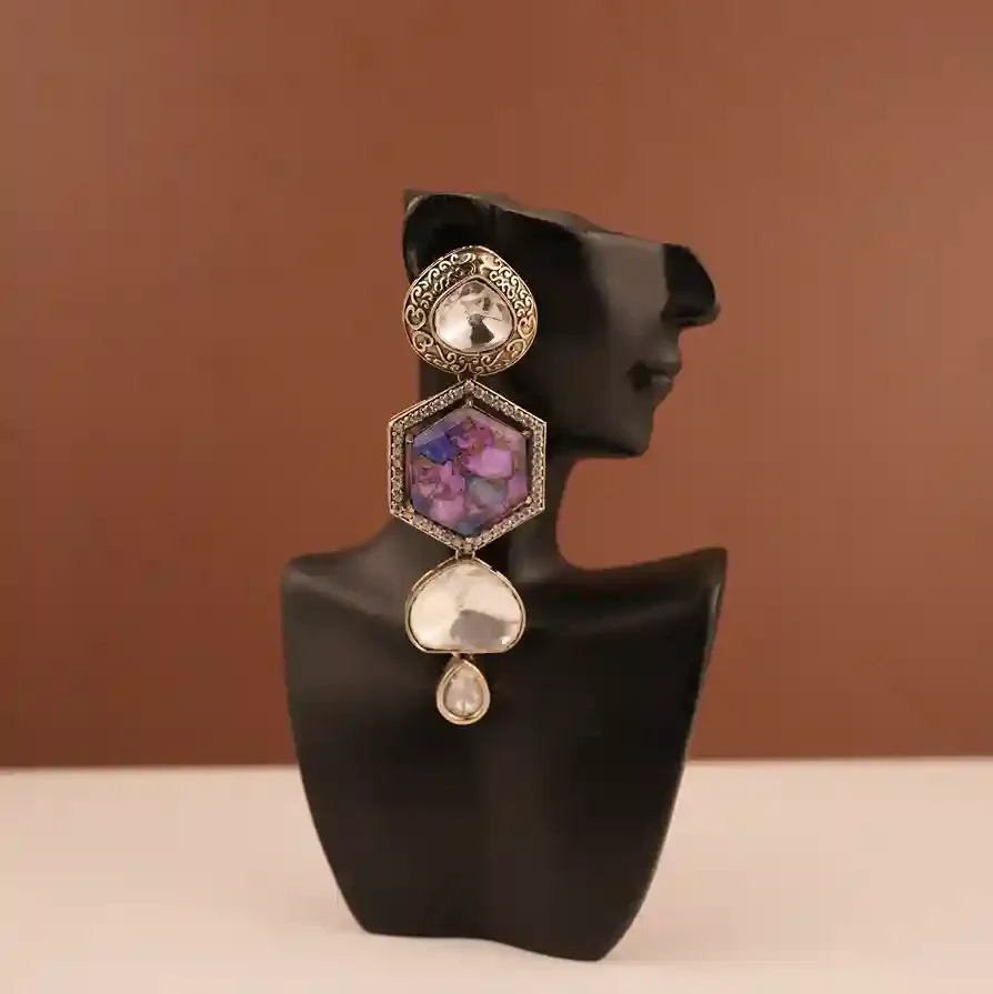 Ahana Earrings (Purple Multi stone)