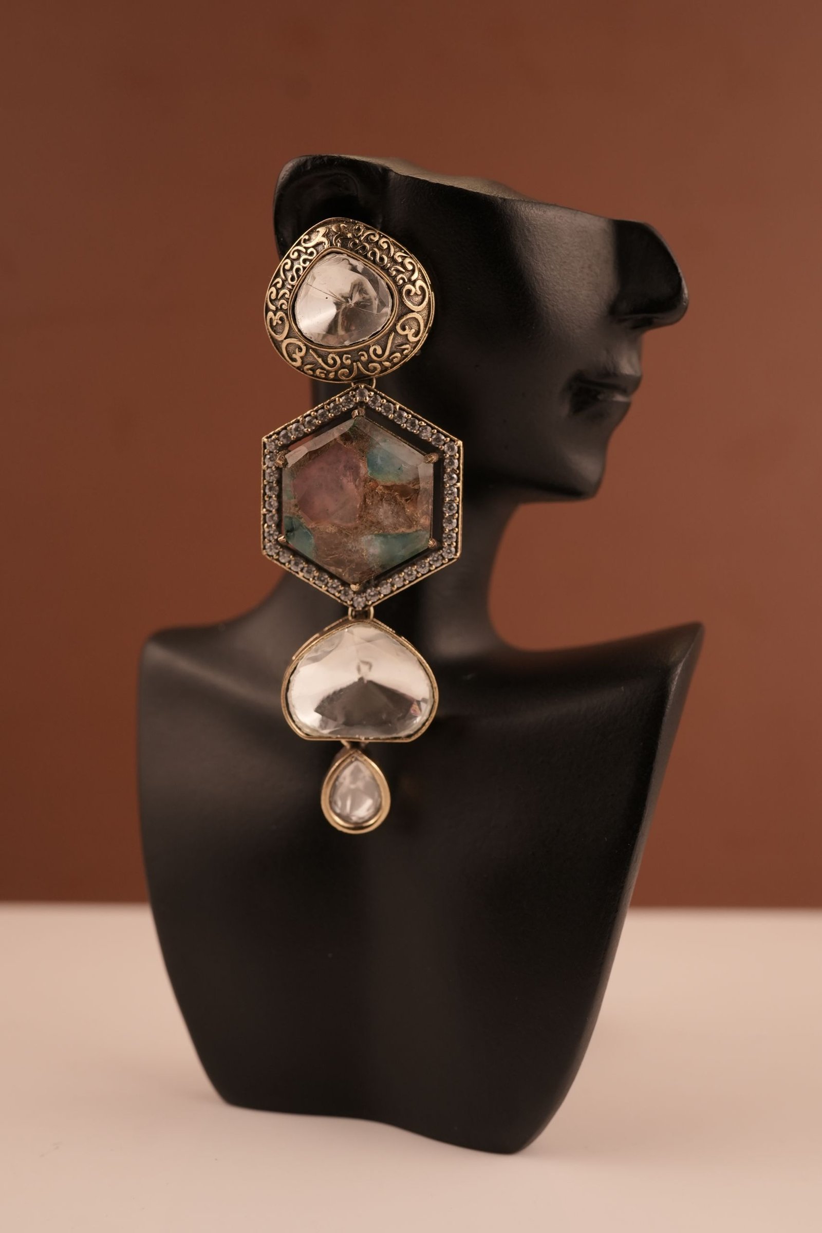 Ahana Earrings (Purple Multi stone)