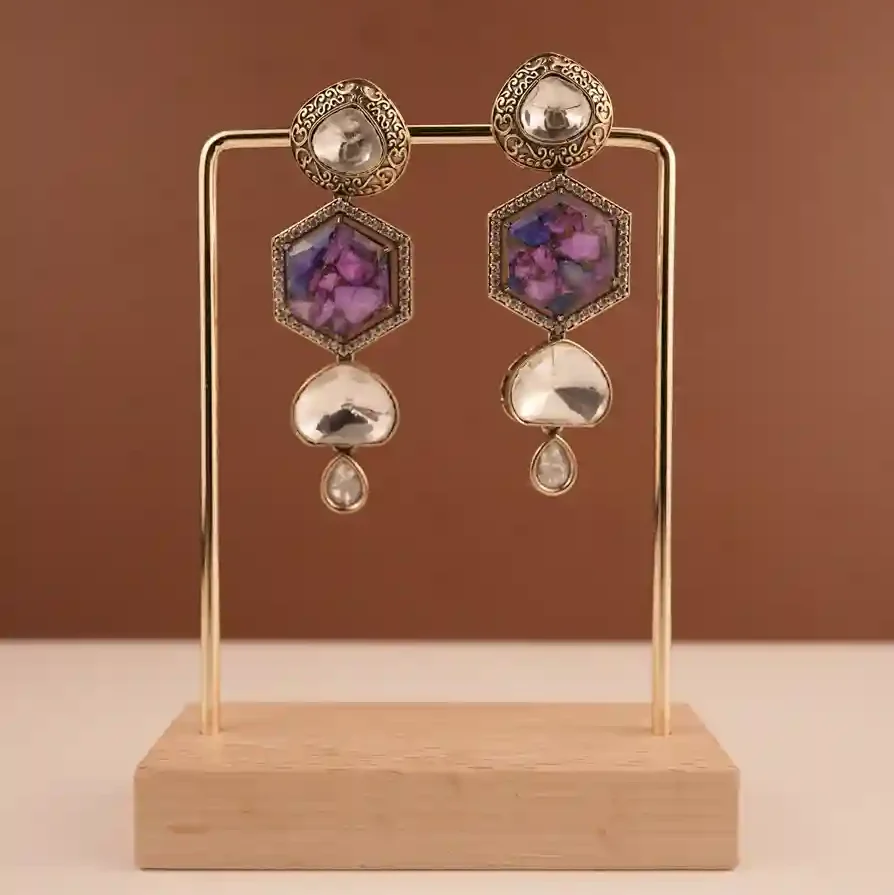 Ahana Earrings (Purple Multi stone)