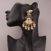 Ijaya Golden green and red earrings