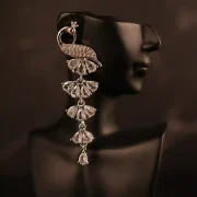 White stone peacock tiny hanging earrings