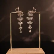 White stone peacock tiny hanging earrings