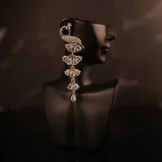 White stone peacock tiny hanging earrings